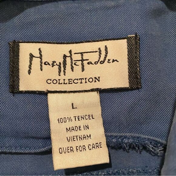 Mary McFadden Blue Denim Button Down Sleeveless Dress Size Large - Picture 3 of 3